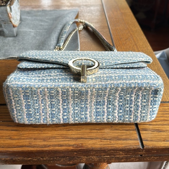 Sandro tweed purse in blue and white. - Picture 3 of 8
